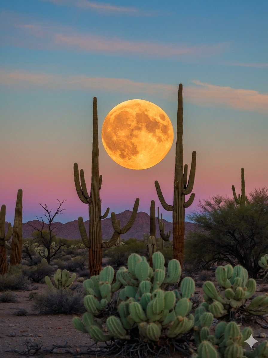 Arizona moonrise over the desert